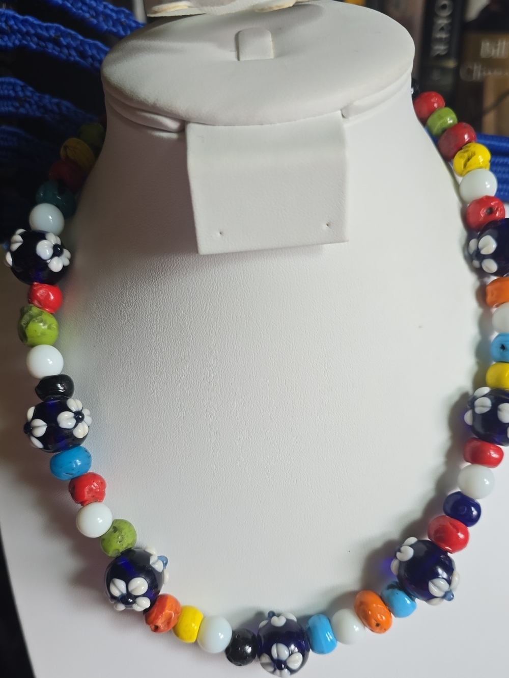 Handmade Multicolor Floral Beaded Necklace - Vibrant Mixed Colors